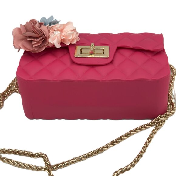 Le Miel Quilted Crossbody Bag with Floral Appliqué & Gold Chain Strap - Picture 4 of 4